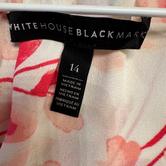 Pink and white silk blend floral blouse, size 14, from White House Black Market - Picture 5 of 8